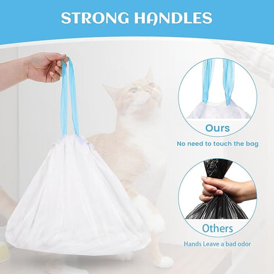 120 Count Self-Cleaning Cat Litter Box Liners Bag Compatible with Meowant MW-SC01/MW-SC02/MW-LR01, Heavy Duty Thick Drawstring Replacement Cat Litter Bags Self Cleaning Litter Box Bags 22 * 13"