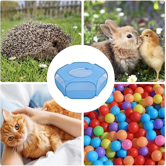 Mantouxixi Small Animal Playpen with Cover, Animal Chinchilla, Hamsters, Bunny, Rabbits, Kitten Kitten Ferret Playpen with Cover - Blue
