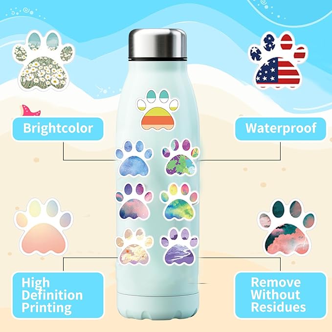 74Pcs Dog Claw ThemeParty Favors Contain 24 Pcs Dog Claw Slap Bracelets 50 Pcs DogClaw Stickers, Birthday Party Decorations,Classroom Rewards Supplies