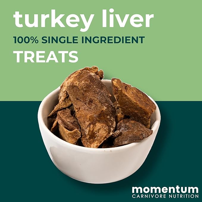 Momentum Carnivore Nutrition Freeze-Dried Turkey Liver Cat Treats – Single-Ingredient, All-Natural, Grain-Free Treats – 1.9 oz Bag