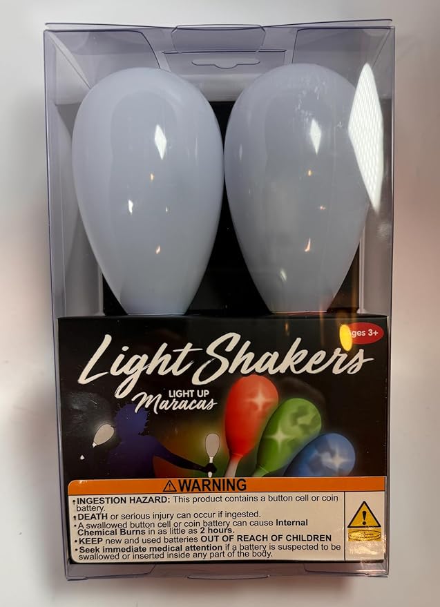 Pack of 2 Light Shakers LED Light Up Maracas - Choose From Multiple Modes: Solid Red, Green, and Blue; Plus COLOR CHANGE (Alternates Colors With Every Shake)