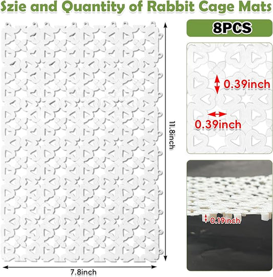 kathson 8PCS Rabbit Feet Pad Plastic Cage Mat Floor Mats Bunny Hole Leak Water Pads for Hamster Rat Chinchilla Guinea Pig and Other Small Animals(White)
