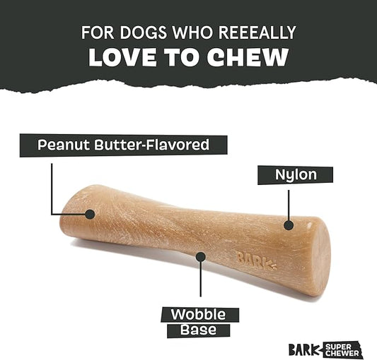Barkbox Super Chewer Tough Dog Chew Toys for Aggressive Chewers, Dental Stimulating (PB Bone - Large)