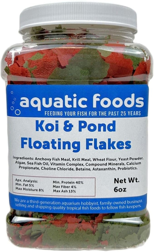 Aquatic Foods Inc. Koi & Pond Fish Krill Flakes. Arctic Krill Flakes which Contain Natural Carotenoids & Astaxanthin That Will Enhance The Vibrant Colors of Fish...WL 6oz Med Jar