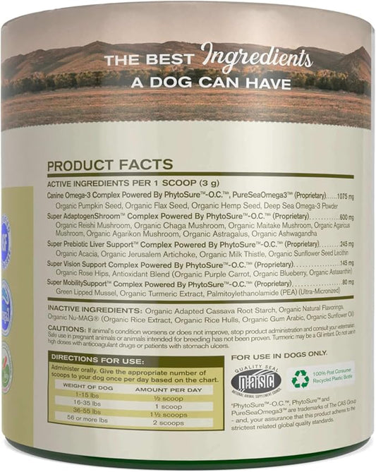 Super20 Canine Supplement Organic Ingredients Multi-Benefit Supplement, Ashwagandha, Help w/Canine Well-Being, Heart, Joint, Vision, Antioxidant Support by Katherine Heigl (30 scoops)