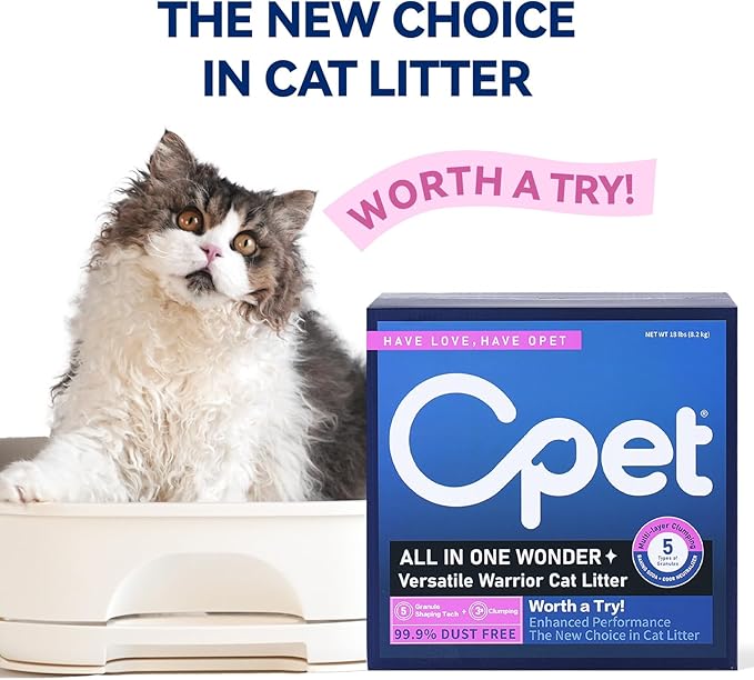 OPET Mixed Tofu Cat Litter -Strong Clumping Litter, Mixed Tofu and Bentonite, 99.9% Dust Free and Flushable Cat Litter, Natural Sustainable Ingredients Odor Control, Low Tracking