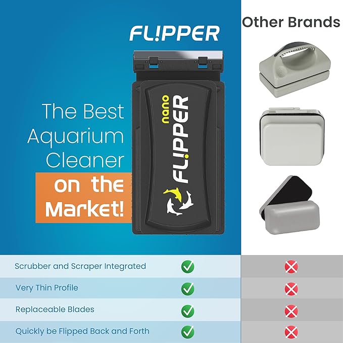 Flipper Magnetic Aquarium Glass Cleaner & Fish Tank Accessories | Effortless Algae Remover for Fish Tank (Nano)