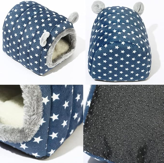 YOGURTCK Hamster Hedgehog Guinea Pigs Cave Bed Nest Hideout, Small Animals Cage Supplies Warm House - Blue