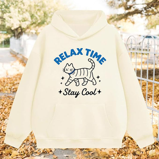 Oversized Hoodies for Women 2025 Trendy Cute Dog Cat Print Sweatshirts Hooded Pullover Tops with Kangaroo Pocket