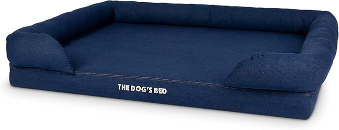 The Dog’s Bed, XXL Blue Denim51.5x39, Memory Foam, Pain Relief: Arthritis, Hip & Elbow Dysplasia, Post Surgery, Lameness, Supportive, Calming, Waterproof Washable Cover, Veterinary Approved