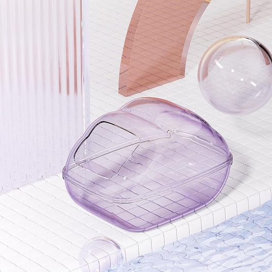 BUCATSTATE Hamster Sand Bath Container Hideout Hamster Toilet with Scoop Set Dust Bath Accessories for Small Animal,Gerbil,Syrian Hamster,Mouse,Rat (Purple, Medium)