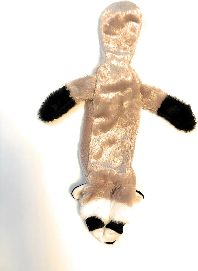 Stuffless Dog Toy, Soft Plush Raccoon