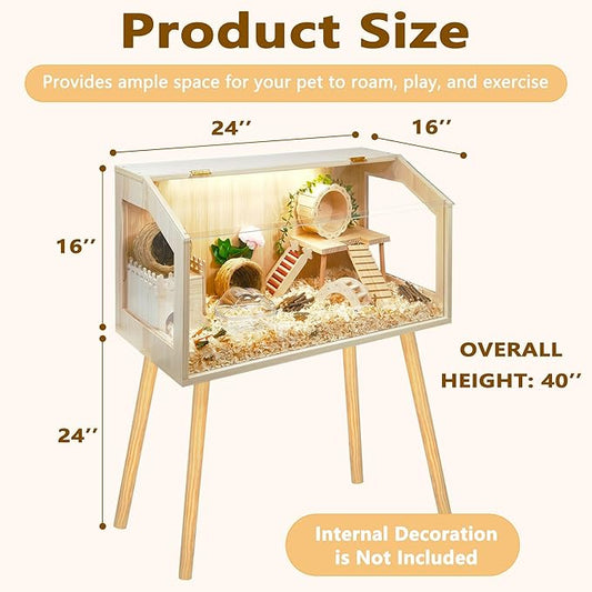 Prolee Hamster Cage with Legs, Guinea Pig Cages Chew Proof, Hamster House, Hamster Cages and Habitats, 24" L x 16" W x 40" H