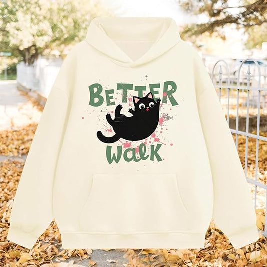 Oversized Hoodies for Women 2025 Trendy Cute Dog Cat Print Sweatshirts Hooded Pullover Tops with Kangaroo Pocket