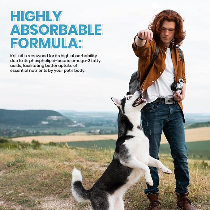 Multivitamins &Supplements for Dogs - Krill Oil, Omega 3,6,9, pre&probiotics, Essential Vitamins, for Hip & Joints, Skin &Coat,Digestive, Immunity Support (90 Chews)