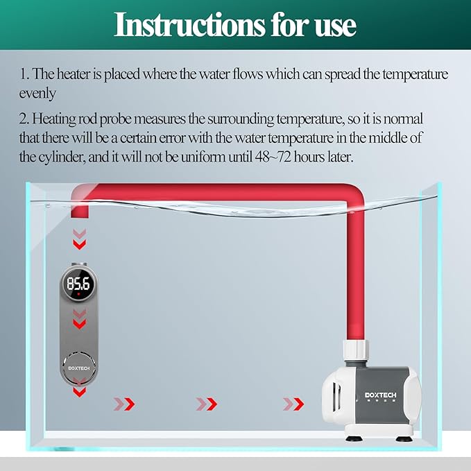 boxtech Betta Fish Tank Heater - Small Aquarium Heater 75w for Turtle Tank with Led Digital Display, External Temperature Controller for 8 to 17 Gallon Tanks