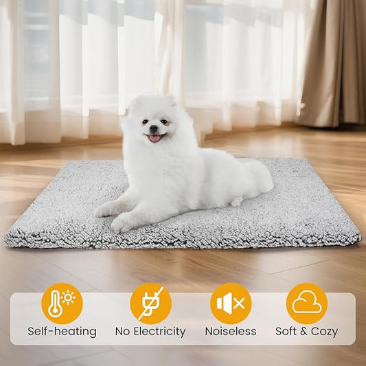 Self Warming Cat Bed, Self Heating Mat for Dog, Extra Warm Thermal Pet Pad with Non-Slip Bottom, Removable Washable Cover for Indoor Outdoor Non Electric (Black, 20x30in)