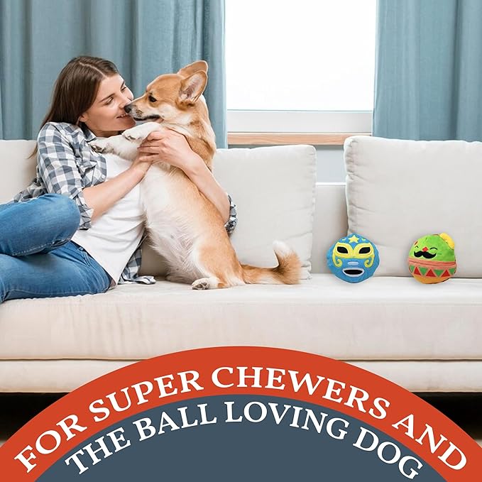 Flourish Pets 2 in 1 Multi-Layer Chew Toy for Active Dogs | Non-Toxic BPA Free Double Stitched Soft Fabric Exterior Dog Toys | Long-Lasting Dog Plush Toys โ Cinco de Mayo 3.5" (2 Pack)