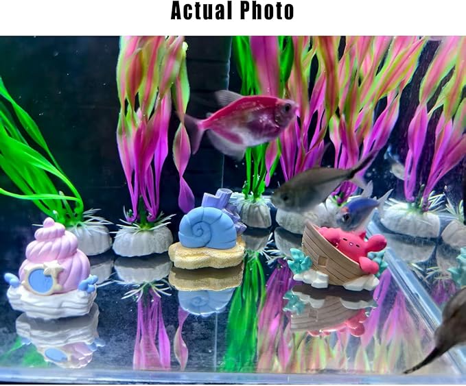 6 Pcs Aquarium Decorations Set - Artificial Undersea House,Conch, Octopus, Shell, Crab Polyresin Aquarium Ornaments for Fish Tanks,Tank Decorations,Aquarium Decor