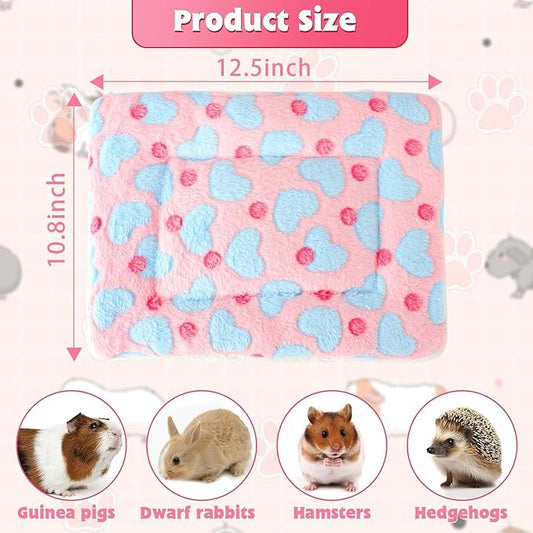 YUEPET 5 Pack Warm Guinea Pig Bed Pads Soft Guinea Pig Sleeping Mats Washable Small Animal Bedding Cage Liners for Indoor Bunny Hamster Squirrel Hedgehog Chinchilla Ferret Heart Pattern(12.5''*10.8'')