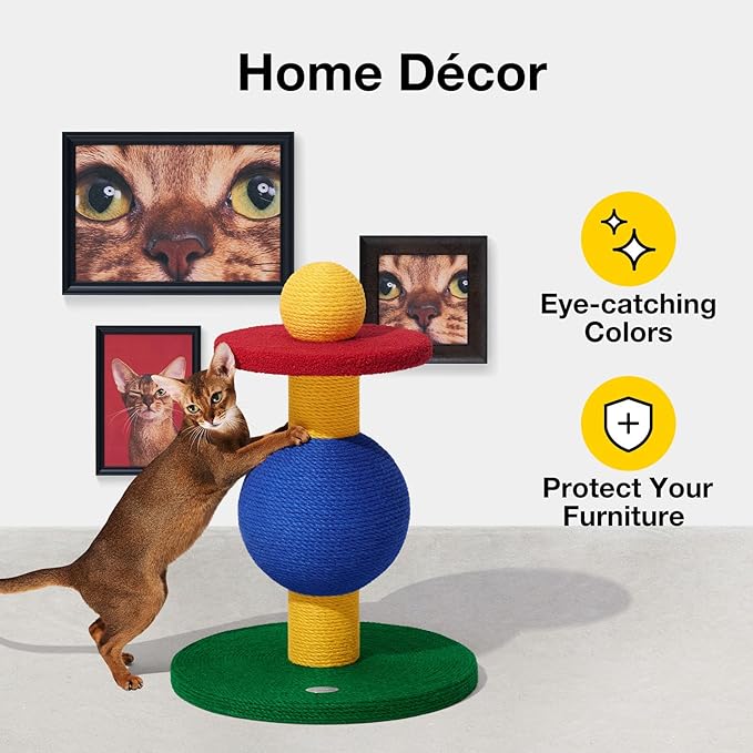 VETRESKA 25" Cat Tree, Sisal Coverd Scratching Posts with Playful Ball, Indoor Cats Furniture Activity Center for Cats Kittens