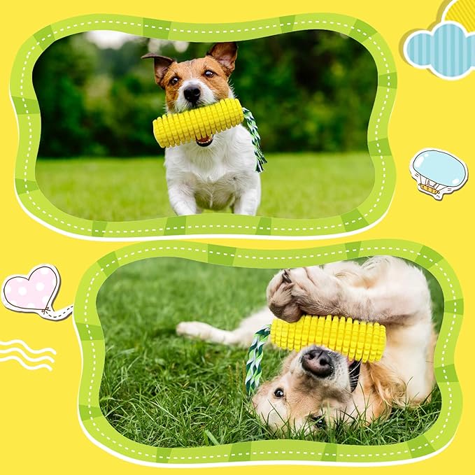 Sumind Dog Tough Corn Toys for Aggressive Chewers Indestructible Durable Squeaky Toothbrush Interactive Corn Puppy Toys for Small Medium Large Breed for Training and Cleaning Teeth
