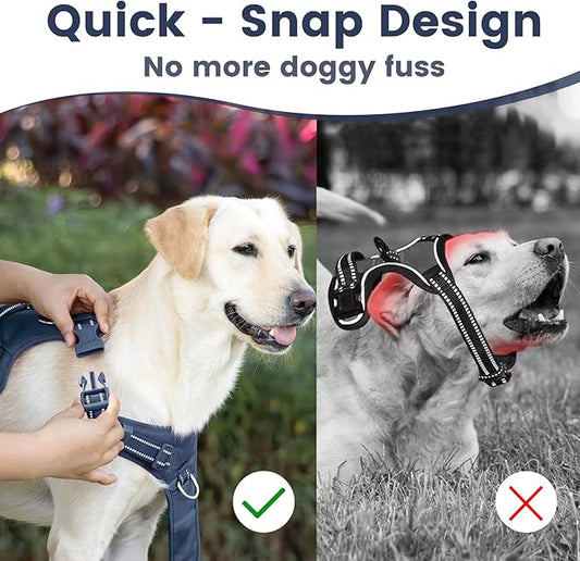 No Pull Dog Harness, Reflective Puppy Vest for Small Medium Large Sized Dog(Prussian Blue,S)