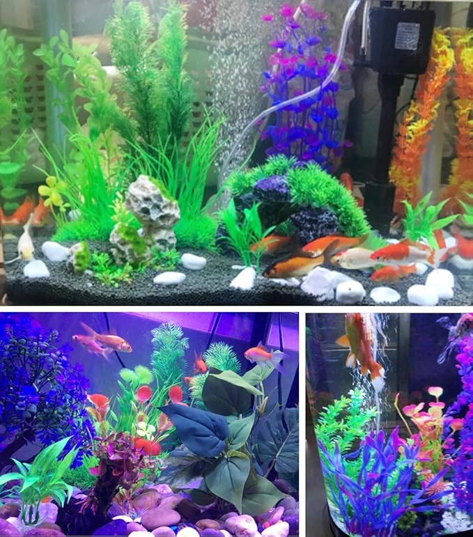 CousDUoBe 12 Pack Artificial Aquarium Plants, Fish Tank Decorations Home Décor(4.5 to 5 inches Tall)