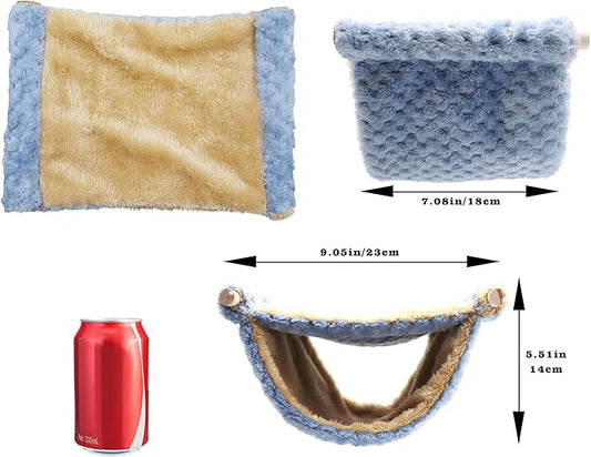 Rat Cage Accessories, Rat Hammock with Warm Soft Fluff, Rat Hammock for Cage, Birds Nest, Sleeping Bed, Cage Accessories for Rat, Hamster, Squirrel, Conure, Sugar Glider, Small Guinea Pig