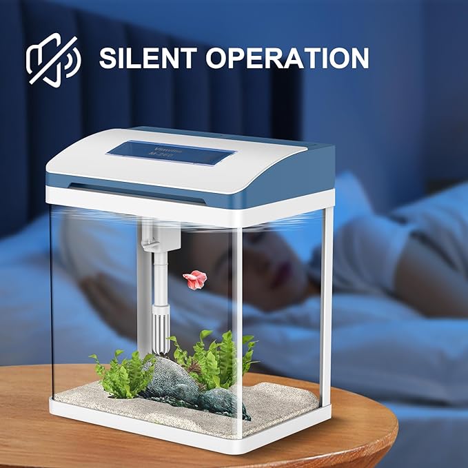 Betta Fish Tank 5 Gallon Glass Aquarium Starter Kit, Small Fish Tank with Filter and Light.
