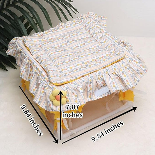 Guinea Pig Bed, Small Animal Bed Guinea Pig Hideout Sleeping Bed for Chinchilla Hamster Rat Guinea Pig Tent with Cushion for All Seasons (Green)