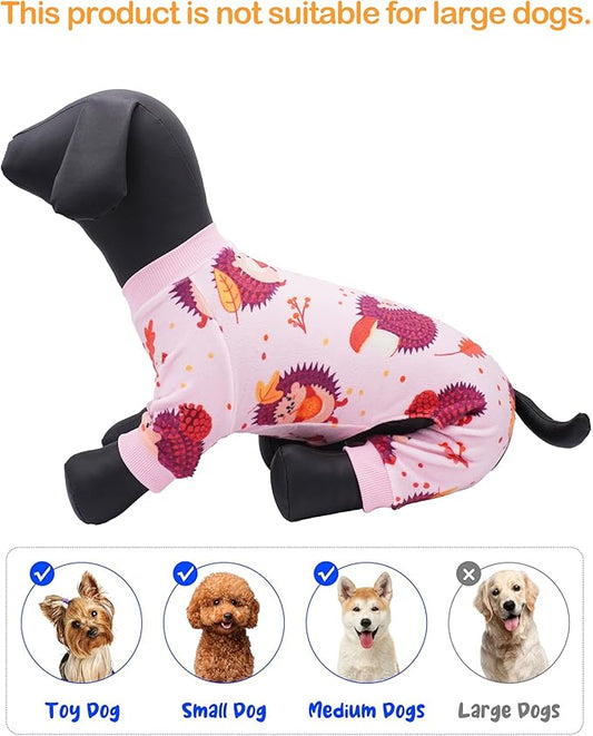 PET SHOW 4 Pack Fall Small Dog Pajamas Thanksgiving Clothes Doggies Girl Boy Soft Stretchy PJs Autumn Jumpsuit Puppy Cats Onesies Outfits with Sleeve Pets Dachshund Costume M