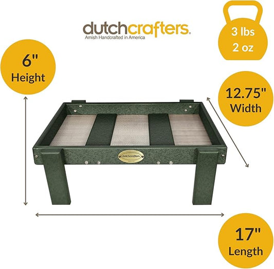 Amish American Made Platform Bird Feeder, Free Standing Ground Bird Feeders for Outdoors, Feeder for Wild Birds, Chicken, Squirrel, Gift for Birdwatchers (Turf Green with Reinforcement)