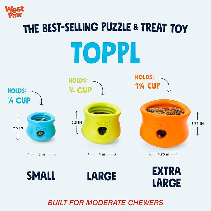West Paw Design, Toppl Large Aqua Blue, 1 Count