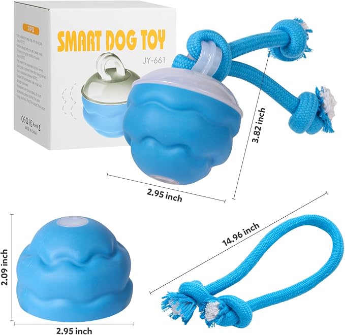 Interactive Dog Toys, Dog Toys to Keep Them Busy with Squeaky, Active Moving Dog Ball for Puppy and Medium Dogs, Durable Power Tail 2.0 Dog Toy,USB Rechargeable