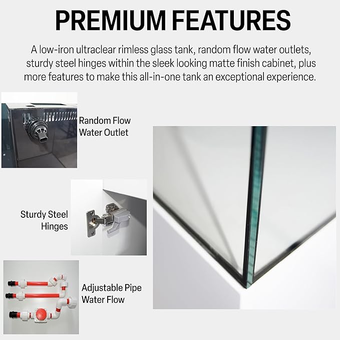 Coral Reef Aquarium Tank | 90 Gallon Ultra Clear Glass with Sump, White