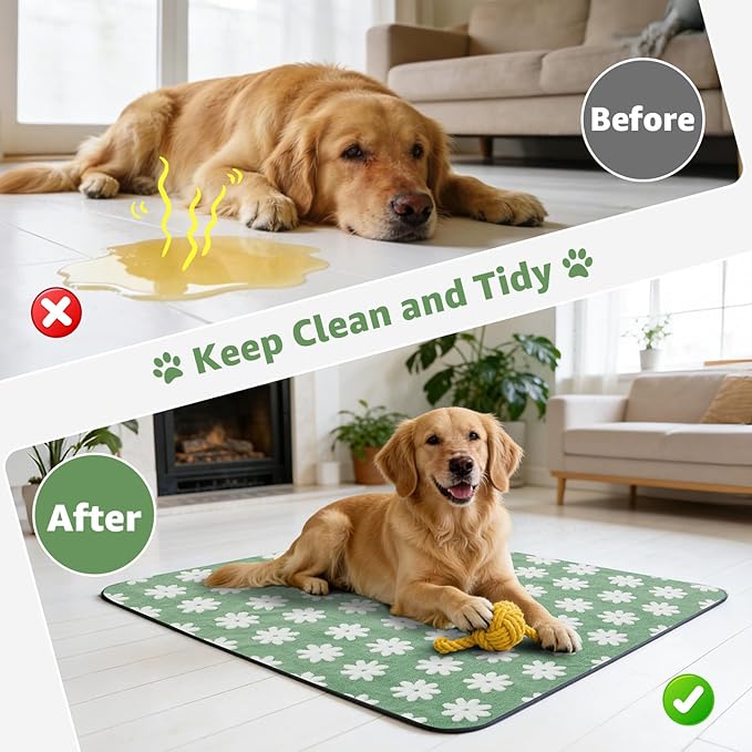 LOOBANI Washable Puppy Pads: Waterproof Reusable Pee Pads for Dogs, Non-Slip and Leak-Proof Dog Pee Mat, Absorbent Dog Training Pads for Puppy Playpen, Crate, Potty Training (36"x72", 2 Packs)