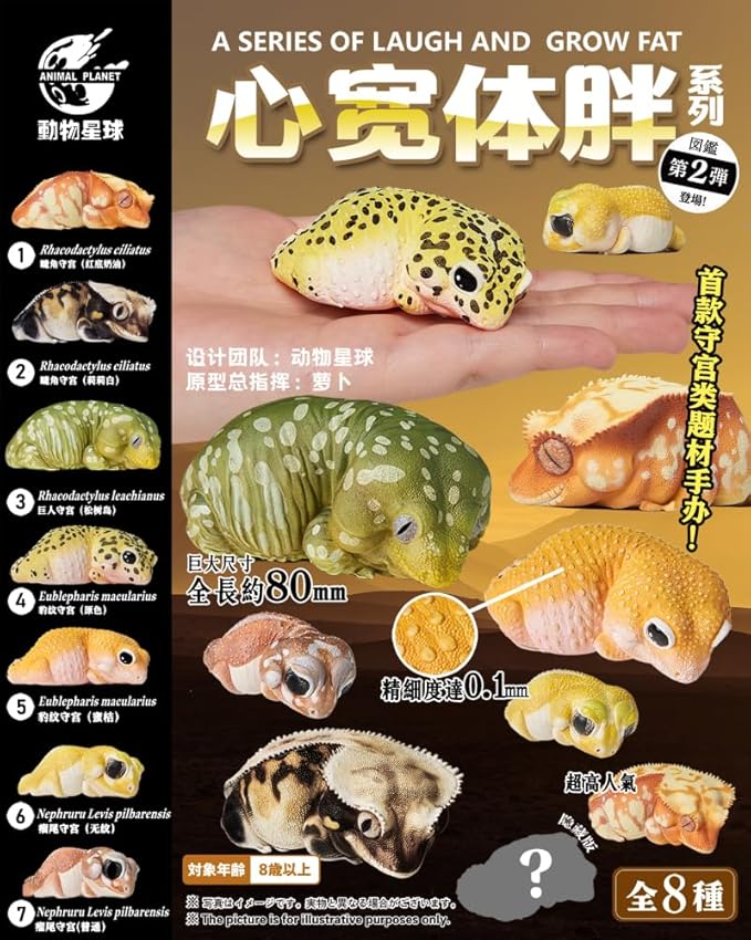 Animal Heavenly Body Series 2 Reptile Chubby Collectible Miniature - Gecko Statue for Home Office Decor, Realistic Sculpture (Eublepharis Macularius - Leopard Gecko (Tangerine))