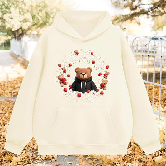 Oversized Hoodies for Women 2025 Trendy Cute Dog Cat Print Sweatshirts Hooded Pullover Tops with Kangaroo Pocket