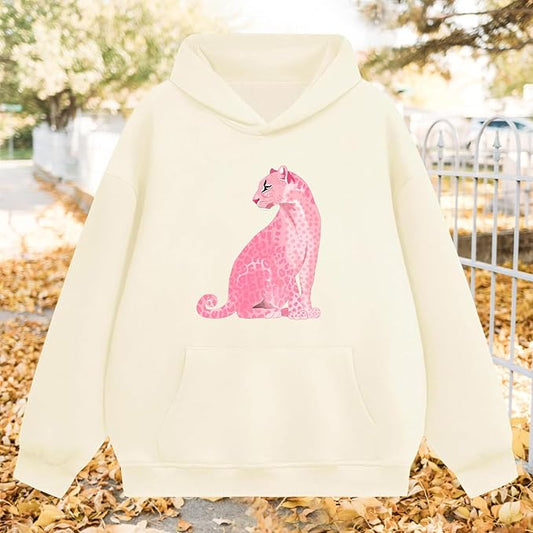 Oversized Hoodies for Women 2025 Trendy Cute Dog Cat Print Sweatshirts Hooded Pullover Tops with Kangaroo Pocket