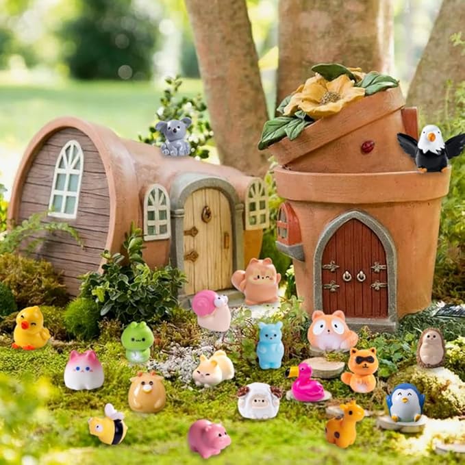 50pcs Mini Resin Animal 50 Styles Tiny Resin Animals Miniature to Hide Little Small Animal Figures Bulk for Holiday Party Favors Bag Fillers Garden Dollhouse Crafts Decor