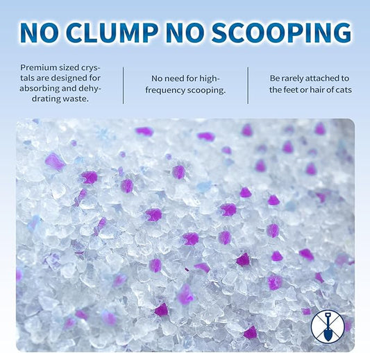 Made4Pets Cat Litter Crystals, Non Clumping Cat Litter Odor Control Kitty Litter Non Clumping No scooping Low Dust, Low Tracking, Lightweight, Dehydrates Waste, Lavender – 17.2 lbs (4 x 4.3 lb Packs)