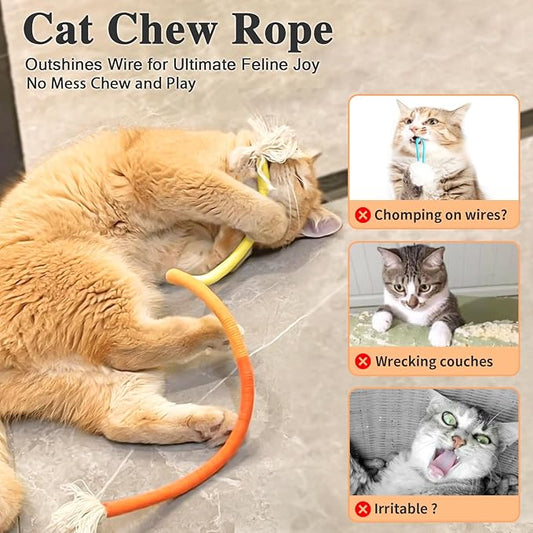 Retro Shaw Cat Toys Chew Rope, 3Pcs Catnip Kitten Toys for Indoor Cats Kitty, Safe Kitten Teething Chew Toy Cat Nip Kicker String for All Breeds 23.6 Inches