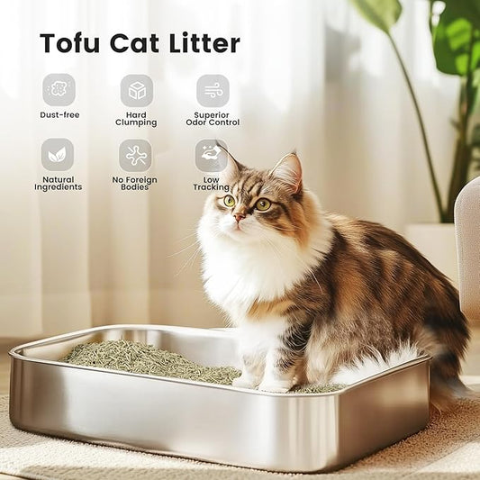 Gardner Pet Natural Tofu Cat Litter, Cat Litter with Green Tea Extract – Dust-Free, Fast Clumping, Flushable, and Odor Control for Multi-Cat Homes, 6lbs