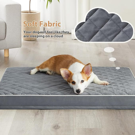 WNPETHOME Orthopedic XXL Dog Beds Large Sized Dog, Waterproof Extra Large Dogs Bed with Removable Washable Cover, Multi-Needle Quilting Dogs Crate Bed