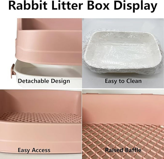 Tfwadmx Rabbit Litter Box Bunny Potty Training Litter Boxes Guinea Pig Corner Bedding Box Small Animal Toilet for Ferret,Chinchilla,Galesaur(Pink)