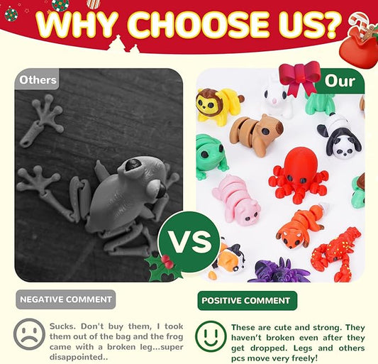 20PCS Mini Animals Set, 3D Printed Little Animals Articulated Flexible Fidget Toy, Mini Animal Figurines Toy, 3D Printed Cute Animal Toys Home, Office, Executive Desk for Christmas Decoration