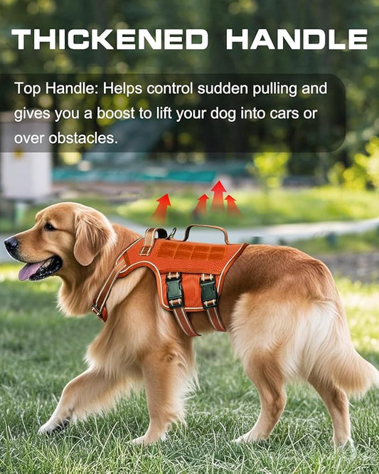 Small Dog Harness, Heavy Duty Tactical No Pull Dog Harness, No Choke, Easy On and Off Pet Vest with Molle System, Adjustable Reflective Dog Vest with Breathable Padded for Walking Hiking Training