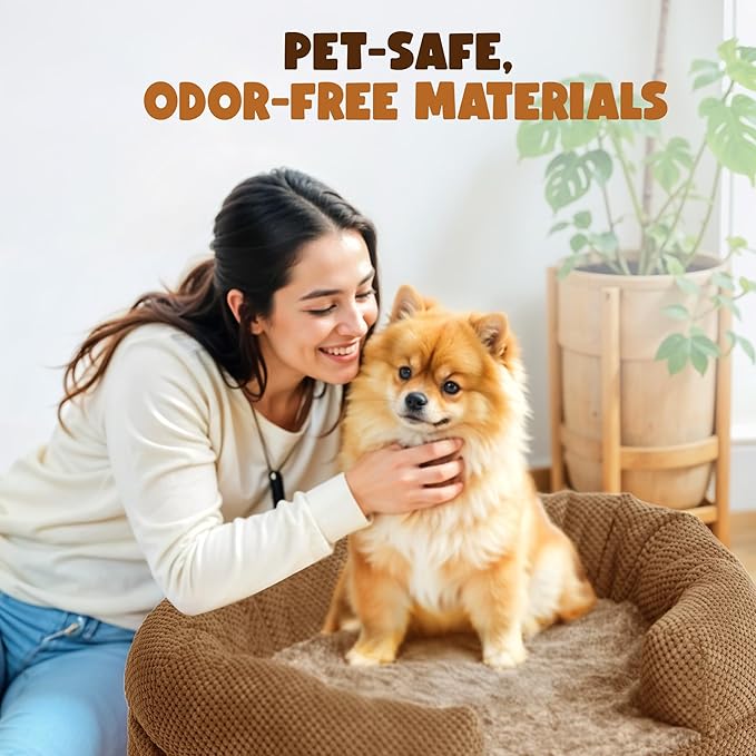 XXL Dog Bed for Extra Large Dogs – Orthopedic Egg Crate Foam Couch with Bolster, 4.7-inch Thick, Washable Removable Cover, Plush Sofa Pet Bed, XLarge Sized, 52"x40", Camel