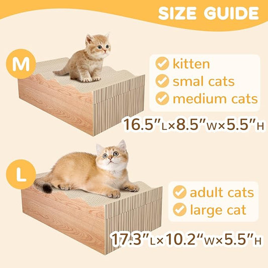 Cat Scratch Pad- 3 in 1 Corrugated Cardboard Cat Scratcher for Indoor Cats, Professional Cat Scratching Board for Adult Cats, Catify Cat Scratcher Pads with Catnip